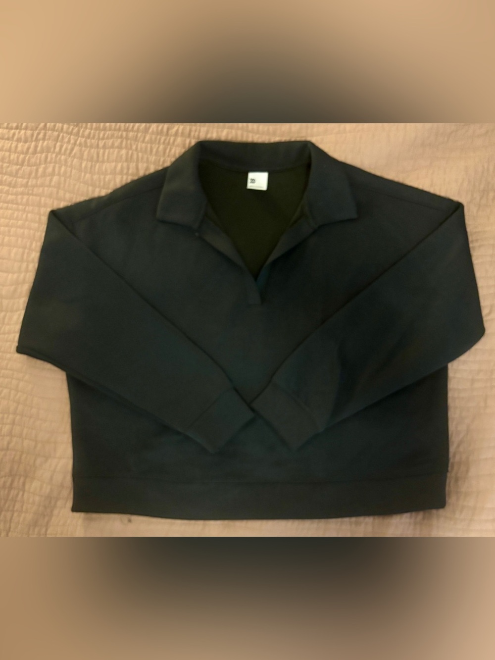 all in motion Airy Sleek Black Polo Pullover Sweatshirt - Picture 2 of 5